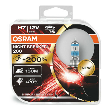 Λάμπες αυτοκινήτου & μοτοσυκλέτας Osram Night Breaker 200 H7 Αλογόνου 3900K Φυσικό Λευκό 12V 55W 2τμχ