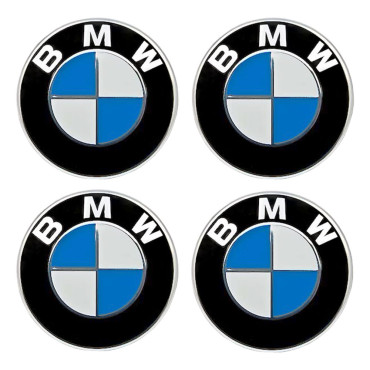 Αυτοκόλλητα ζαντών χρωμίου BMW μπλε 56mm 4τμχ