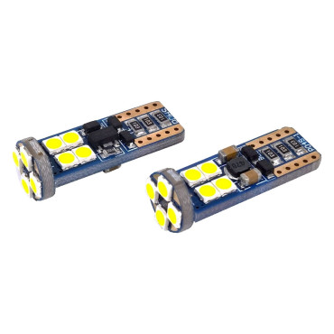 Λάμπες T10 3030 12 LED DC 12V-24V ψυχρό λευκό 6000K 2τμχ