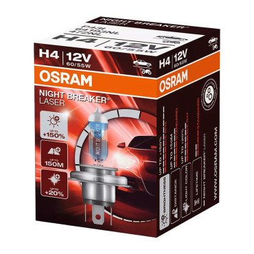 Λάμπα αυτοκινήτου & μοτοσυκλέτας Osram Night Breaker Laser +150% H4 Αλογόνου 3900K Φυσικό Λευκό 12V 60/55W 1τμχ