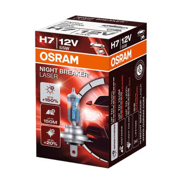 Λάμπα αυτοκινήτου & μοτοσυκλέτας Osram Night Breaker Laser +150% H7 Αλογόνου 3900K Φυσικό Λευκό 12V 55W 1τμχ