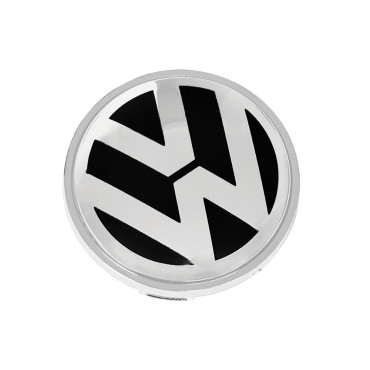 Καπάκι κέντρου ζάντας VW χρωμίου/μαύρο 56mm (52mm εσωτ) με βάση χρωμίου 1τμχ