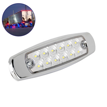 GloboStar® 115403 Πλευρικά φώτα όγκου φορτηγών LED 14 SMD DC 24V αλουμινίου νίκελ αδιάβροχο IP65 ψυχρό λευκό 6000K