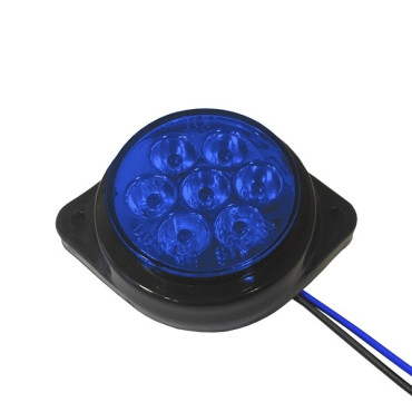 GloboStar® 115414 Πλευρικά φώτα όγκου φορτηγών FLAT BULLET LED 7 SMD DC 24V αδιάβροχο IP66 μπλε