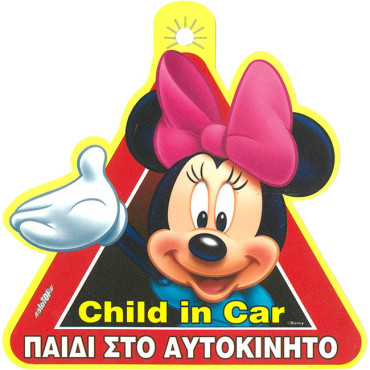 Πλαστικό τρίγωνο Παιδί Στο Αυτοκίνητο Minnie με βεντούζα 1τμχ
