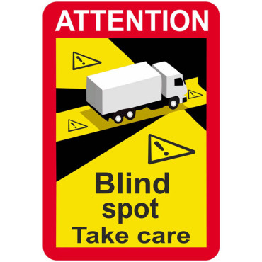 Αυτοκόλλητη πινακίδα Blind Spot - Take Care (Τυφλό Σημείο - Προσοχή) 12x17,5cm 1τμχ