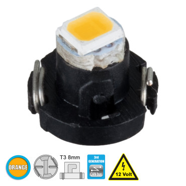 GloboStar® 81006 Λάμπα Αυτοκινήτου T3 3rd Generation Can-Bus LED 1 SMD 1210 0.2W 30lm 120° DC 12V IP20 Πορτοκαλί