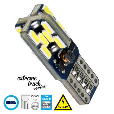 GloboStar® 81106 Λάμπα Αυτοκίνητου T10 W5W 3rd Gen CanBus Extreme Truck Series LED 24SMD 4.8W 720lm 360° 12-24V IP20 6000K