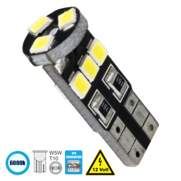 GloboStar® 81113 Λάμπα Αυτοκίνητου T10 W5W 3rd Gen CanBus Series LED 9 SMD 1210 2.8W 420lm 360° DC 12V IP20 6000K