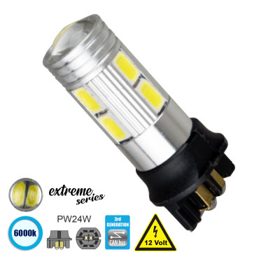 GloboStar® 81172 Λάμπα Αυτοκίνητου PW24W 3rd Gen CanBus Extreme Series LED 10 SMD 5630 5W 750lm 360° DC 12V IP20 6000K