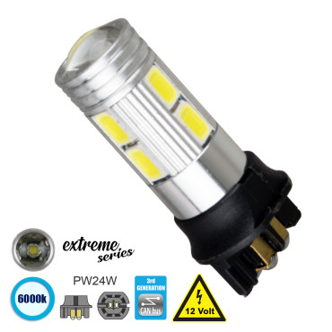 GloboStar® 81173 Λάμπα Αυτοκίνητου PW24W 3rd Gen CanBus Extreme Series LED 8 SMD 5630 & 1 CREE XHP35 8W 1200lm 360° DC 12V IP20 6000K