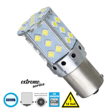 GloboStar® 81238 Λάμπα Αυτοκίνητου 1156 BA15S P21W 2nd Gen CanBus Extreme Series LED 35 SMD 3030 17W 2550lm 360° DC 12V IP20 6000K