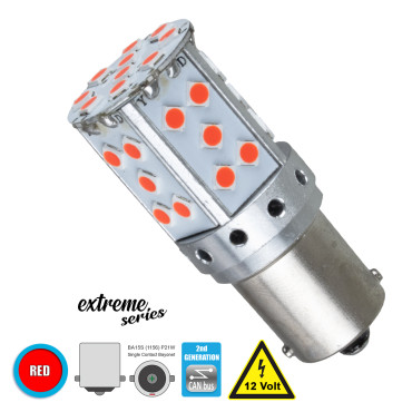 GloboStar® 81240 BA15S 1156 P21W 2nd Gen CanBus Extreme Series LED 35 SMD 3030 17W 2040lm 360° DC 12V IP20 Κόκκινο