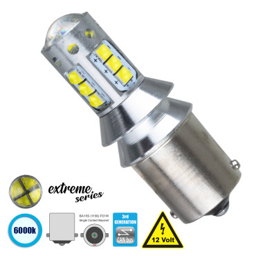 GloboStar® 81256 BA15S 1156 P21W 3rd Gen CanBus Extreme Series LED 16 CREE XBD 15W 2115lm 360° DC 12V IP20 6000K