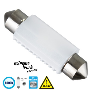 GloboStar® 81334 Λάμπα Αυτοκινήτου & Φορτηγού 39mm FESTOON - C5W 3rd Gen CanBus Extreme Truck Series LED 2 SMD 3030 3W 450lm 120° DC 12-24V IP20 6000K