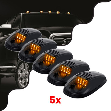 GloboStar® 85303 Πακέτο 5 τεμάχια φώτα όγκου οροφής - Running Lights για αυτοκίνητα - SUV - αγροτικά LED SMD 3030 12W 600lm DC 12V με διακόπτη On/Off αδιάβροχα IP65 5x πορτοκαλί